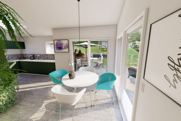 Vue de la cuisine-agrandissement_extension-maison-Dammartin-en-Serve