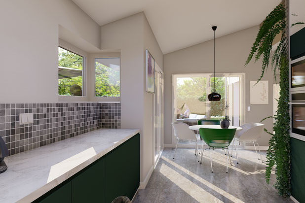 Vue de la cuisine-agrandissement_extension-maison-Dammartin-en-Serve