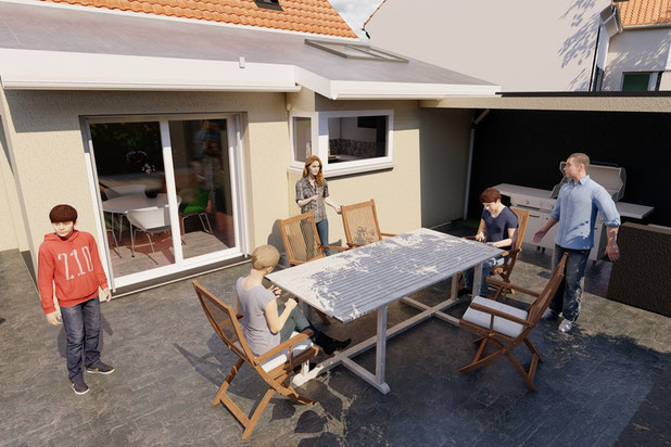 Vue extérieure - Côte jardin-agrandissement_extension-maison-Dammartin-en-Serve