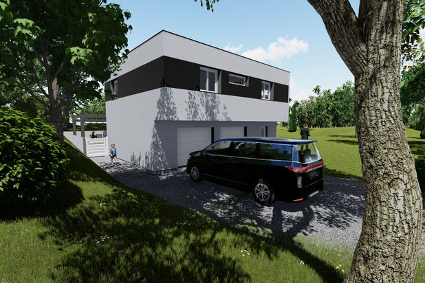 Vue extérieure projet - Façade principale-agrandissement_extension-maison-Dammartin-en-Serve
