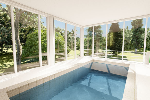 Vue de la piscine-agrandissement_extension-logement-Rosny-sous-Bois
