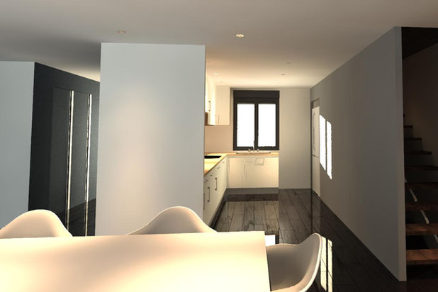Vue de la cuisine-surelevation-maison-Poissy