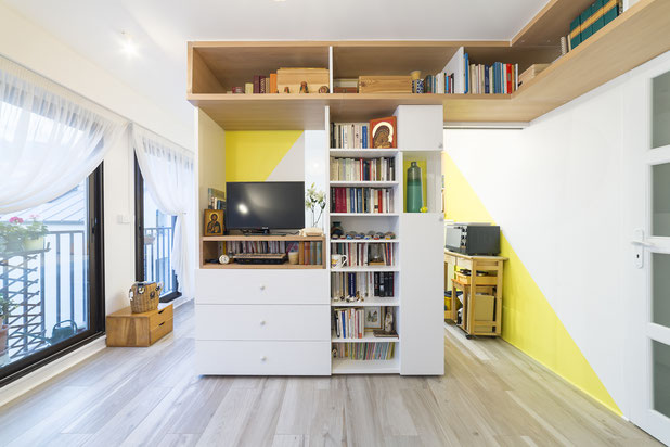 Espace séjour vers la chambre et la cuisine-renovation-appartement-Lille