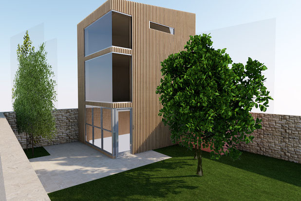 Vue depuis le jardin-construction-maison-Paris