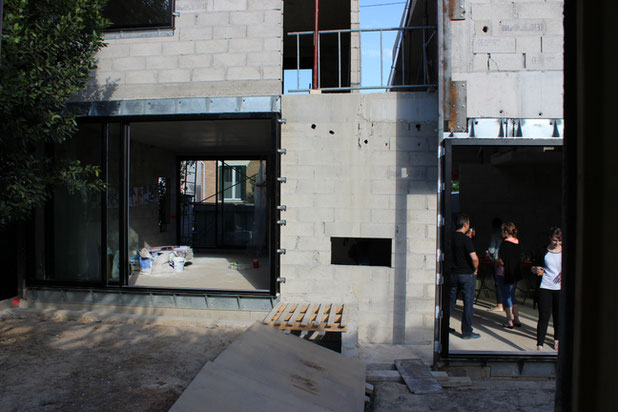 Chantier coté jardin-construction-maison-Châtillon