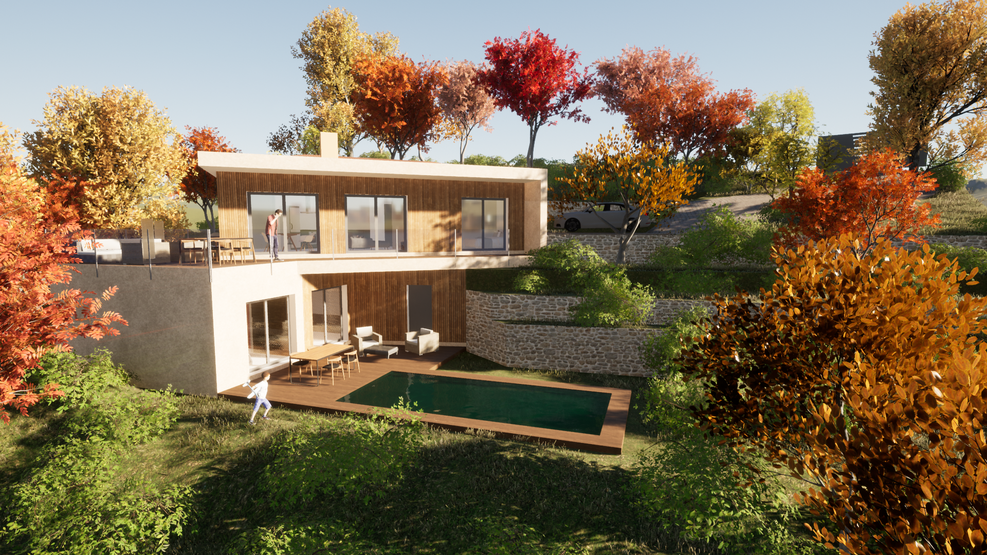 Maison bioclimatique bois contemporaine – construction de maison neuve Alpes-de-Haute-Provence