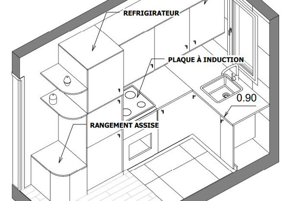 Axonométrie de la cuisine-renovation-appartement-Ivry-sur-Seine