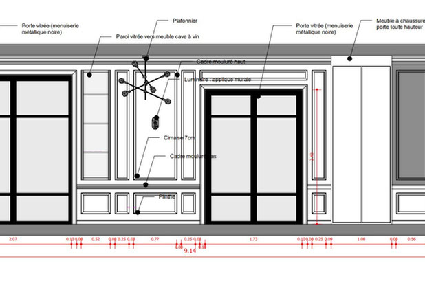 Coupe sur la zone d'entrée-renovation-appartement-Paris