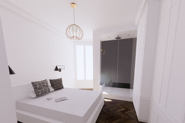 Vue sur la chambre parentale-renovation-appartement-Paris