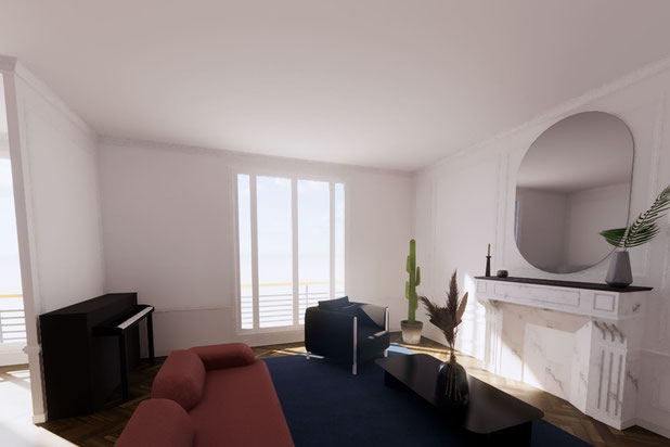 Vue sur le salon-renovation-appartement-Paris