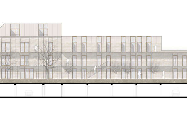 Coupe transversale sur cour d'honneur-construction-immeuble-Colombes