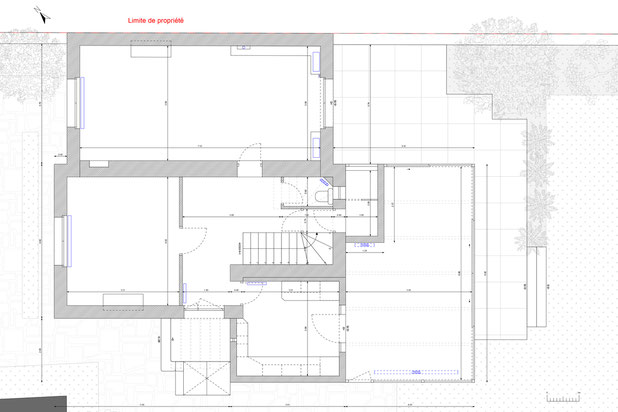 Plan RDC_existant-agrandissement_extension-extension-Caen