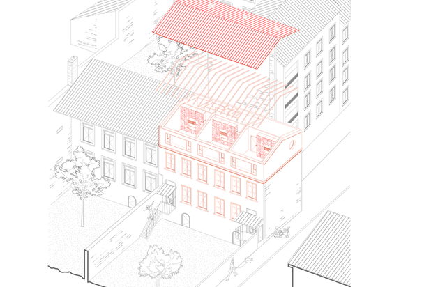 Axonométrie - Structure-surelevation-logement-Lyon