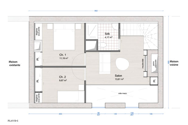 Plan R+1-renovation-maison-Bricqueville-sur-Mer