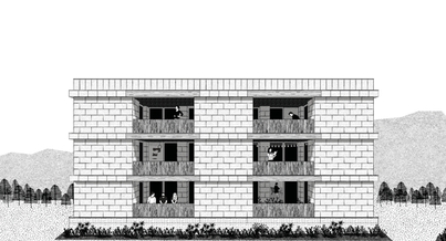 Immeuble en pierre patio b Architecte CNOA Photo d'un projet de Construction Immeuble à Cahors