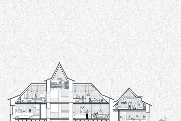 Coupe d'aménagement générale-renovation-hotel-Cœur de Causse