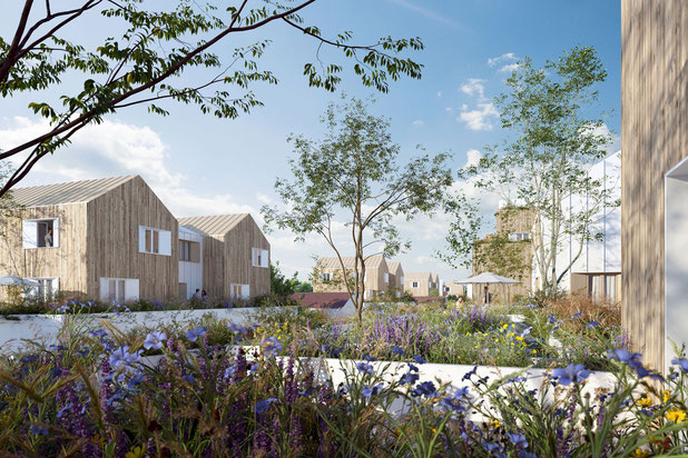 Jardins privatifs des appartements duplex-construction-immeuble-Romainville