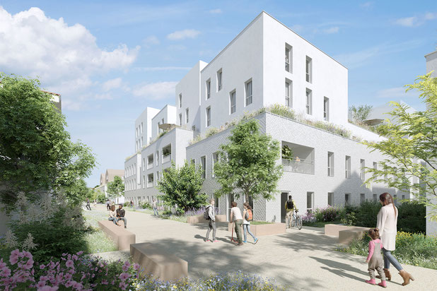 Petit collectif depuis la rue intérieure-construction-immeuble-Romainville