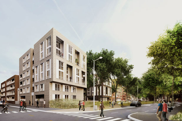 Vue depuis la rue Jules Guesde-construction-immeuble-Lille