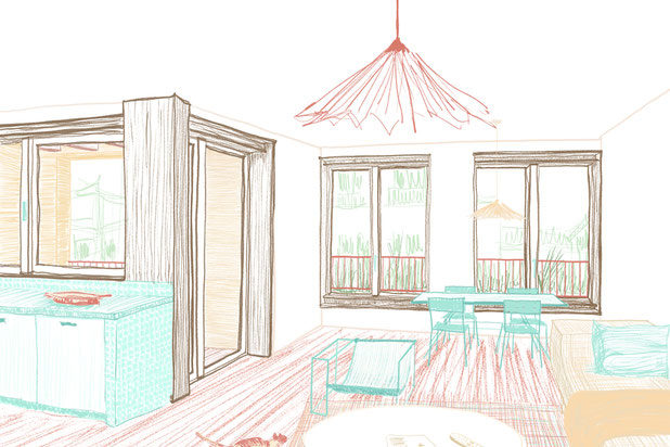Dessin -  séjour T4-construction-immeuble-Paris
