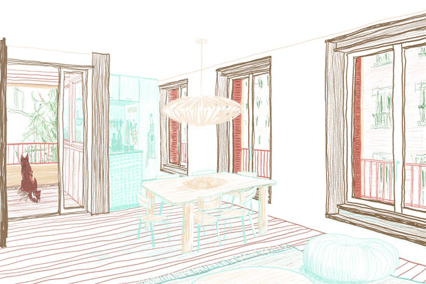 Dessin - séjour T5-construction-immeuble-Paris