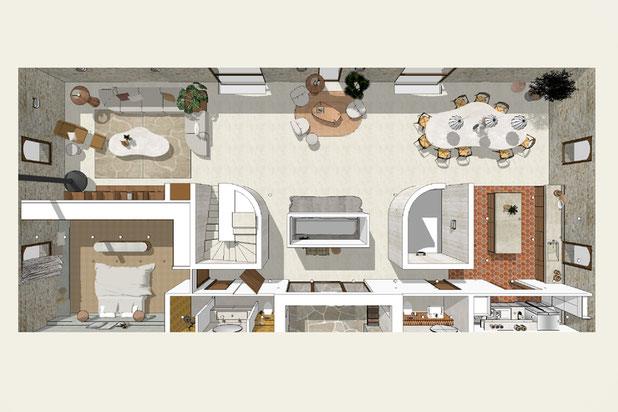 Projet / Intérieur du RDC-rehabilitation-maison-Corrèze
