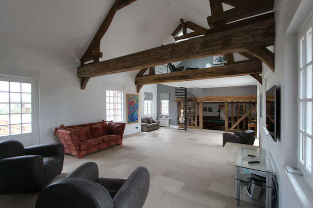 Vue depuis le salon-agrandissement_extension-maison-Douville-en-Auge