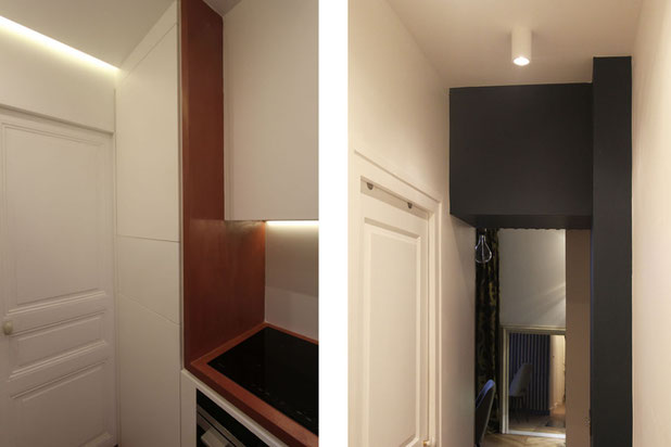 Vues depuis la cuisine et le couloir-renovation-appartement-Paris