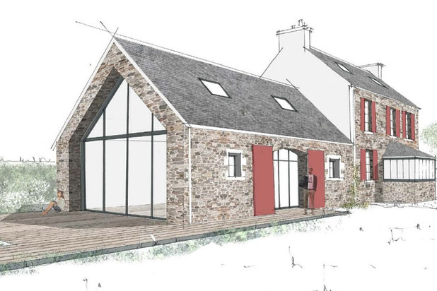 Dessin de conception-renovation-maison-Plestin-les-Grèves