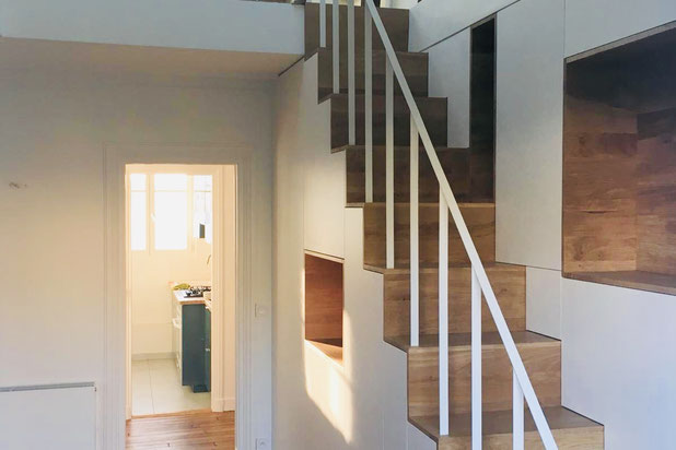 Double hauteur séjour-rehabilitation-appartement-Clichy