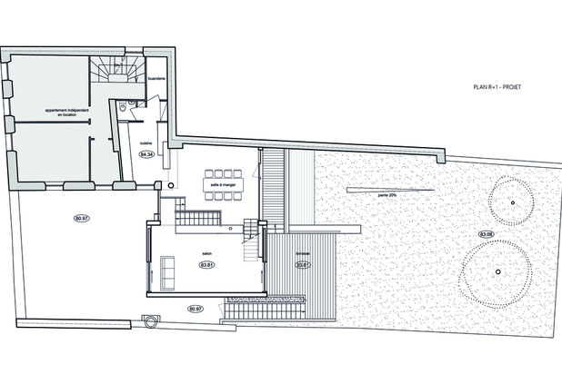 Plan du 1er niveau - projet-rehabilitation-maison-Bagnolet