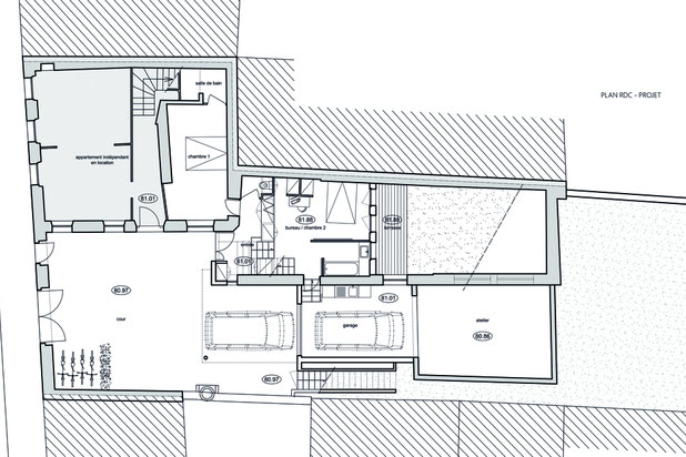 Plan du rez-de-chaussée - projet-rehabilitation-maison-Bagnolet