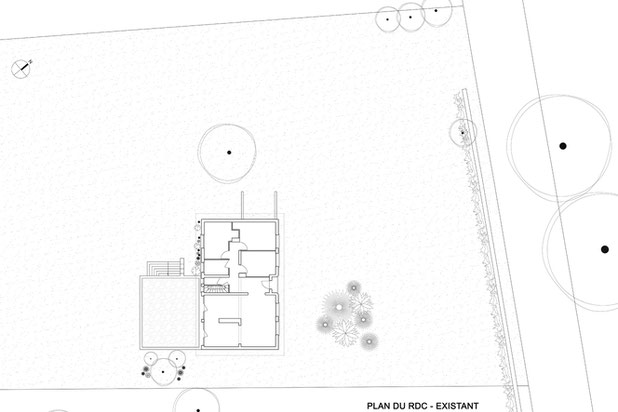 Plan du rez-de-chaussée - existant-construction-espaces_exts-Turcey