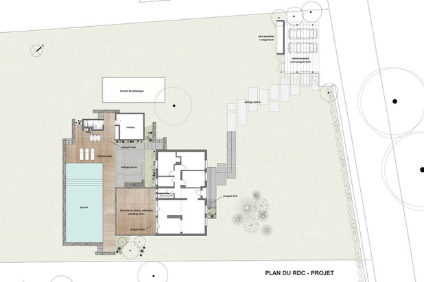 Plan du rez-de-chaussée - projet-construction-espaces_exts-Turcey