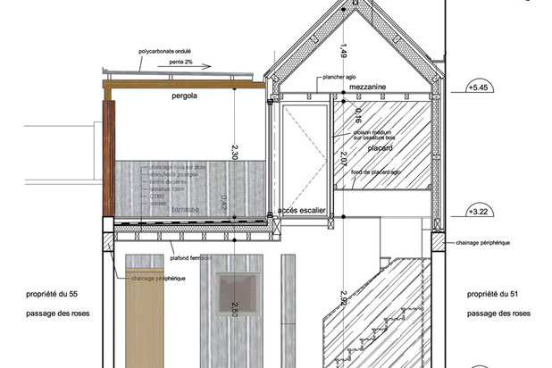 Coupe transversale - projet-surelevation-maison-Aubervilliers