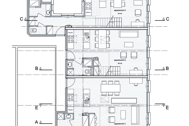 Plan du niveau bas - projet-rehabilitation-appartement-Paris