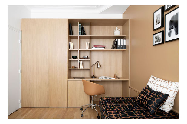 bureau sur-mesure en chêne-renovation-appartement-Vincennes