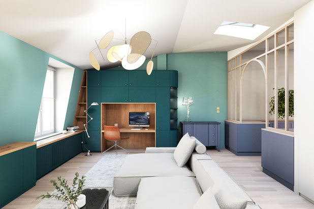 Salon-renovation-appartement-Boulogne-Billancourt