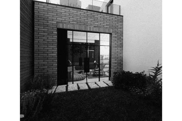 Perspective façade sud-agrandissement_extension-appartement-Montreuil