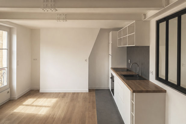 Photographie de la cuisine.-renovation-appartement-Paris