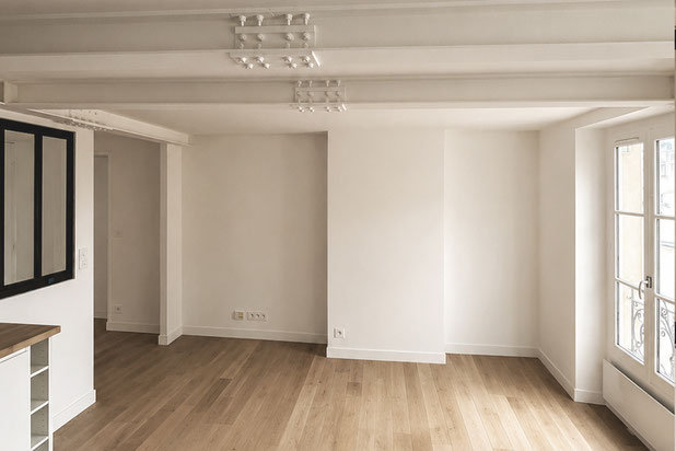 Photographie du séjour.-renovation-appartement-Paris