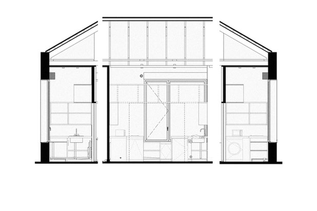 Coupe d'aménagement de la cuisine-amenagement-bureaux-Aubervilliers