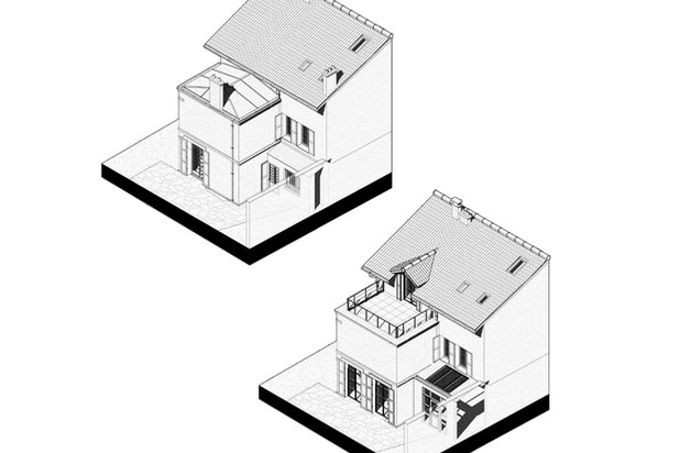 Axonométries-agrandissement_extension-maison-Chantilly