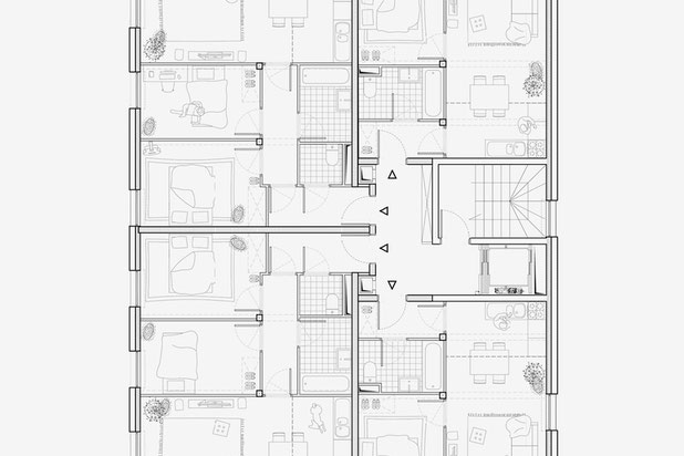 Plan d'étage courant bâtiment collectif-construction-immeuble-Bussy-Saint-Georges