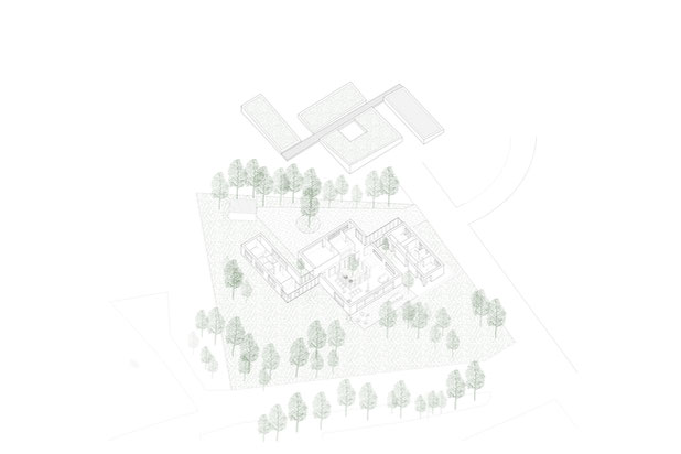 La galerie connecte les 4 volumes-construction-maison-Guingamp