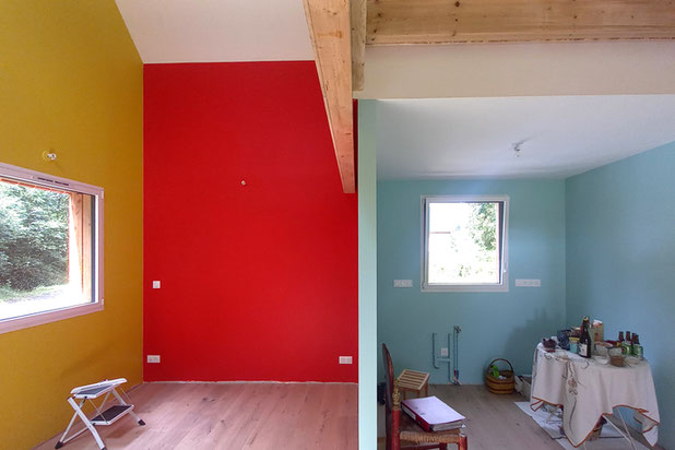 Le séjour et l'espace cuisine-construction-maison-Saint-André-des-Eaux