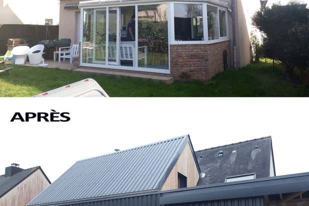 Avant/Après côté jardin-agrandissement_extension-extension-Pacé