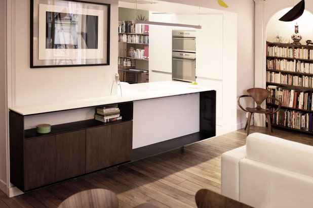 Ouverture et intégration- Cuisine et Séjour-rehabilitation-appartement-Paris
