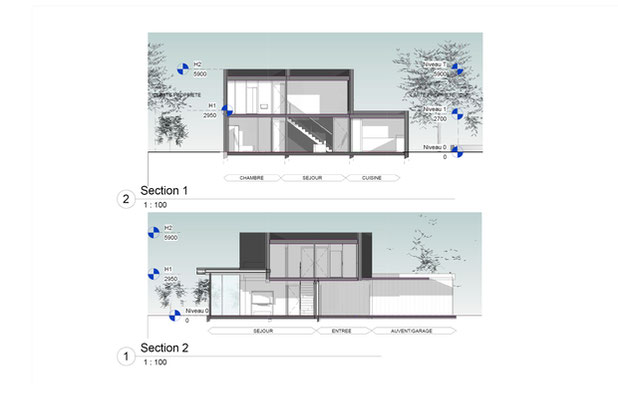 Coupes de principes volumétriques-construction-maison-Rennes