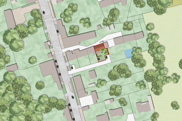 Plan masse du projet-rehabilitation-maison-Rambouillet